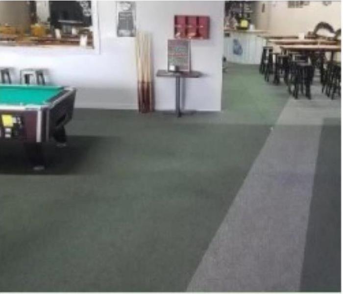 Game room carpet clean with no noticeable spots. 